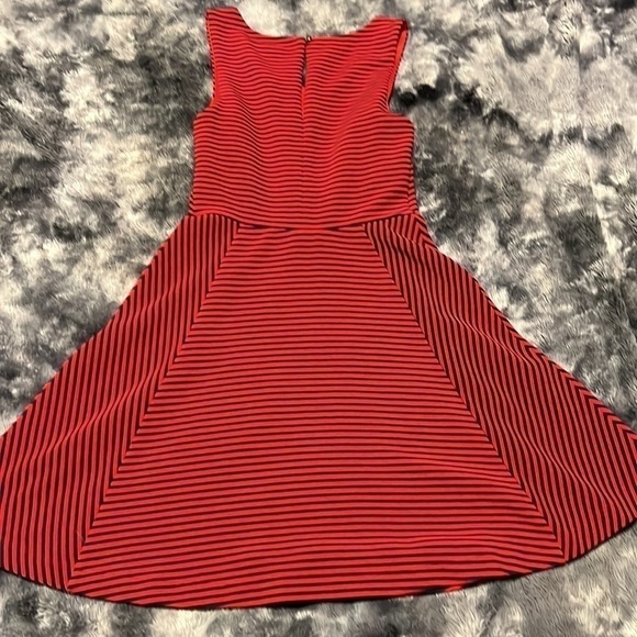 Express Striped Fit And Flare Dress Red Blue XS - Picture 3 of 5